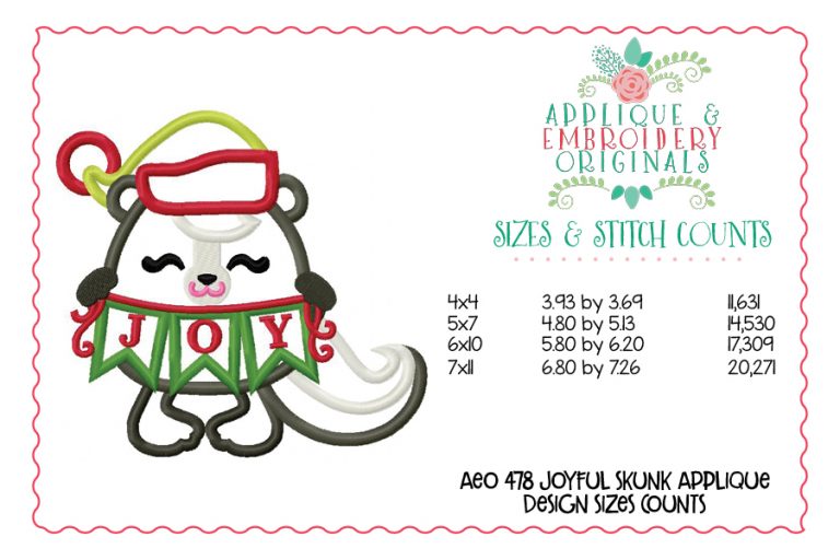 478 Joyful Skunk Applique Design - Image 5