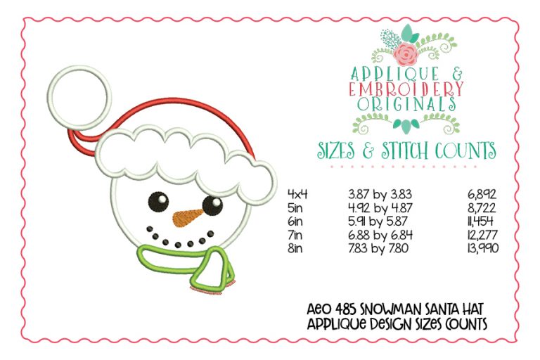 485 Snowman Santa Head Applique Design - Image 6