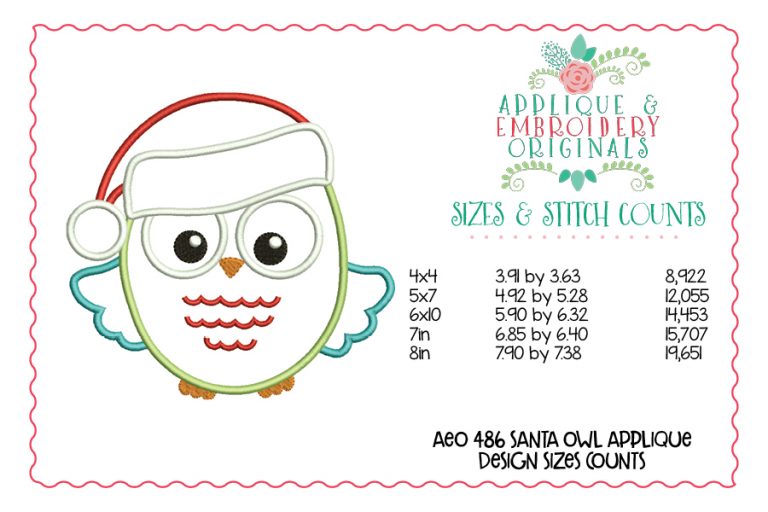 486 Santa Owl Applique Design - Image 3