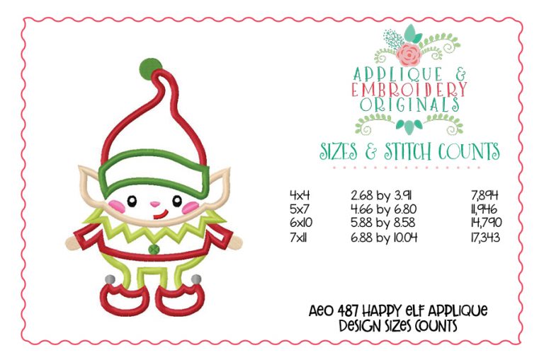 487 Happy Elf Applique Design - Image 3