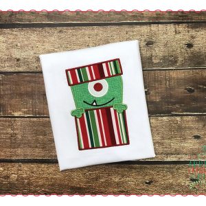 489 Monster in Present Applique Design