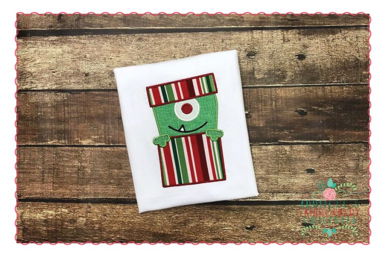 489 Monster in Present Applique Design