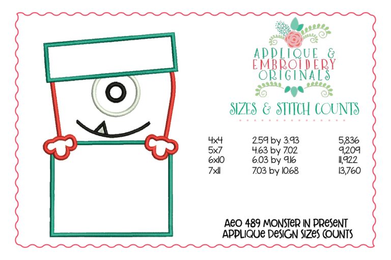 489 Monster in Present Applique Design - Image 2