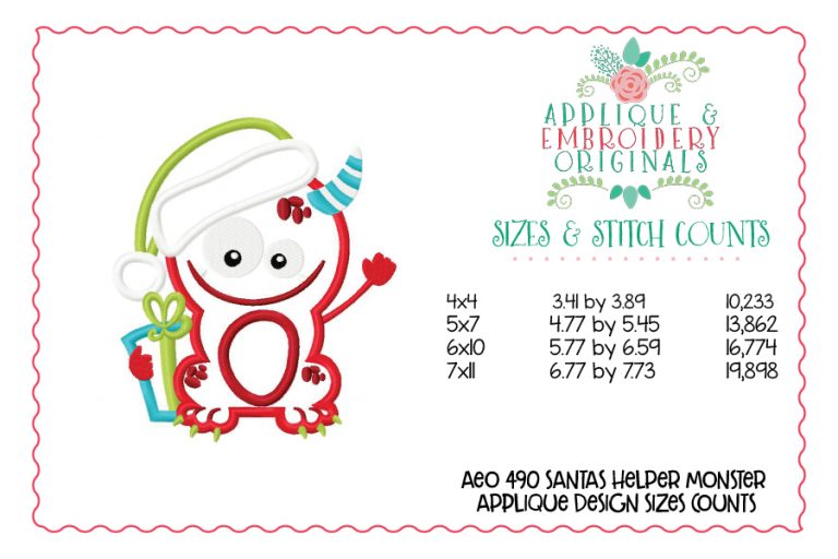 490 Santa's Helper Monster Applique Design - Image 2