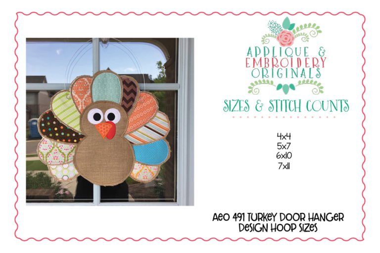 491 Turkey Door Hanger In-The-Hoop Applique Design - Image 5