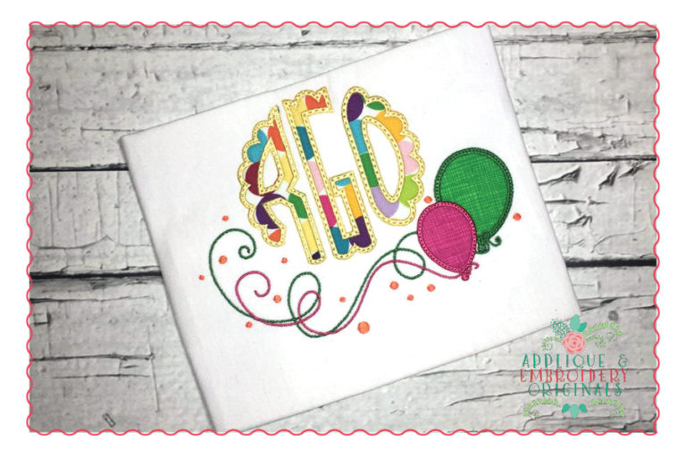 492 Balloon Swag Banner Birthday Applique Design - Image 2