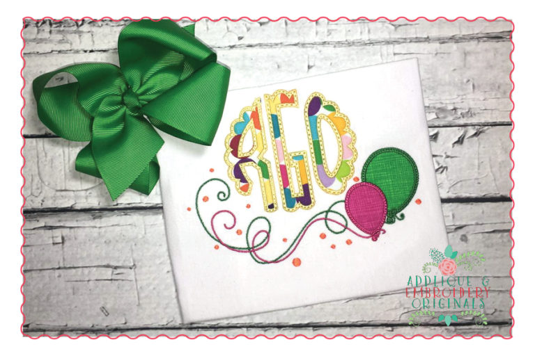 492 Balloon Swag Banner Birthday Applique Design - Image 3