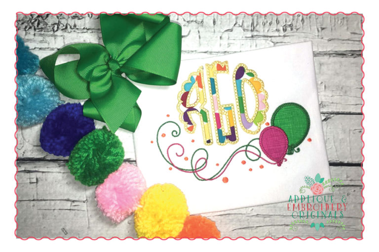 492 Balloon Swag Banner Birthday Applique Design
