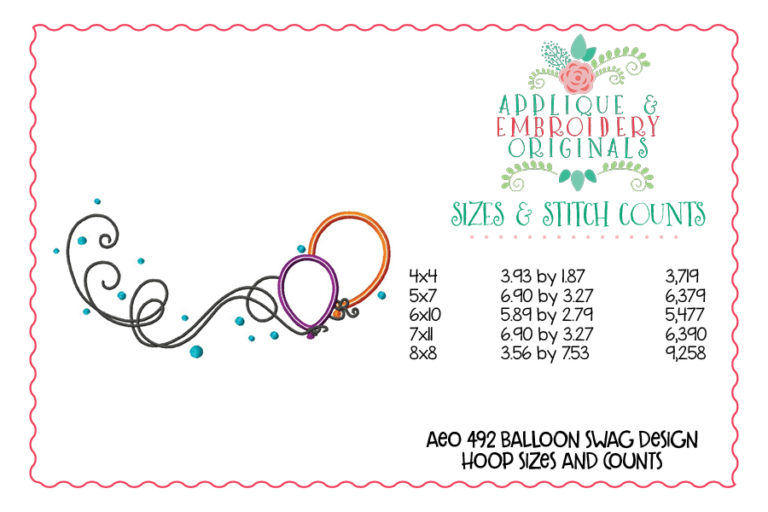 492 Balloon Swag Banner Birthday Applique Design - Image 4