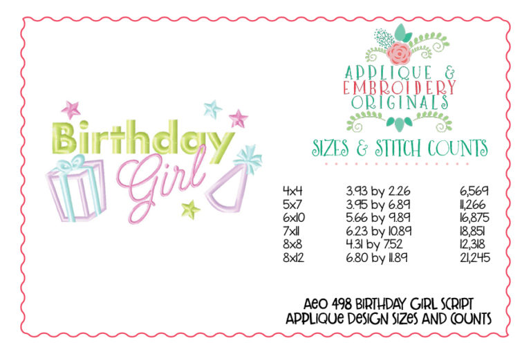 498 Birthday Girl Script Hat Gift Applique Design - Image 4
