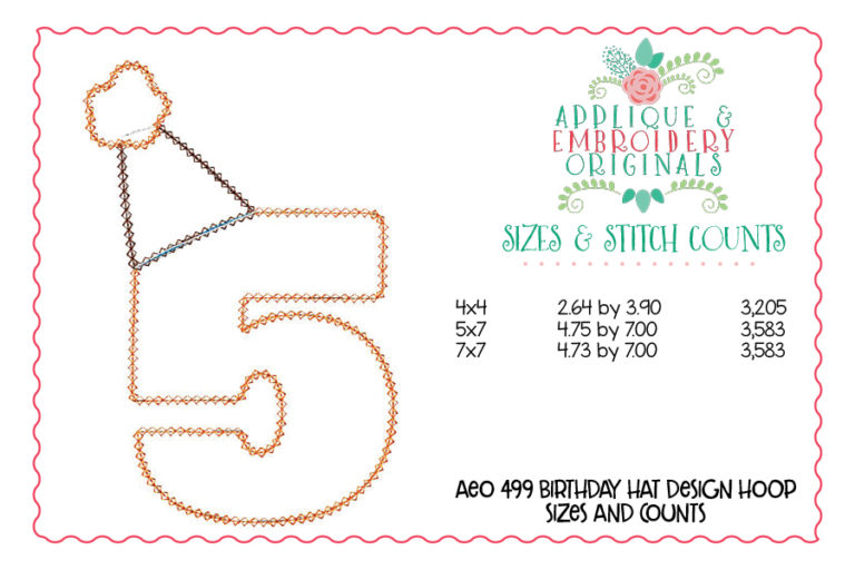 499 Birthday Hat Numbers 1-9 Applique Design - Image 5