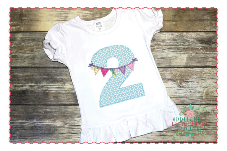 502 Birthday Number Pennants Banner 1-9 Applique Design - Image 2