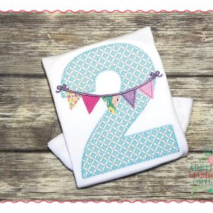 502 Birthday Number Pennants Banner 1-9 Applique Design