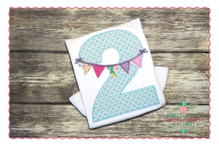 502 Birthday Number Pennants Banner 1-9 Applique Design