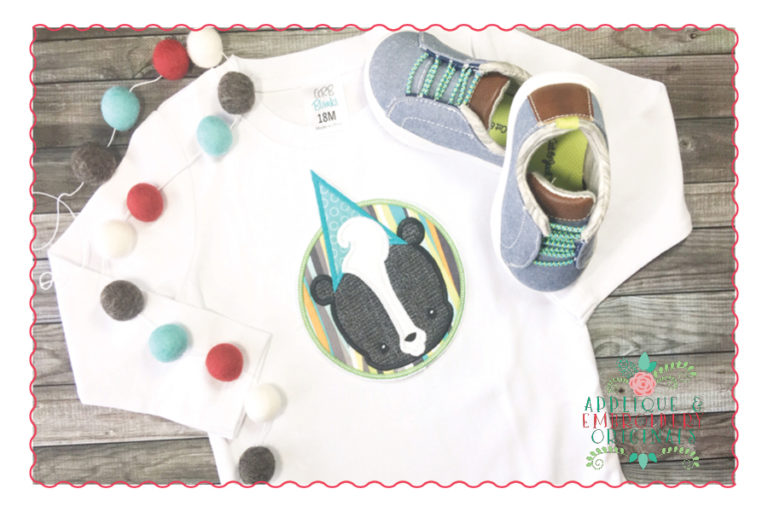 508 Birthday Skunk Hat Circle Patch Applique Design - Image 4