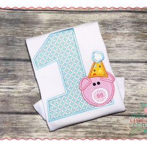 504 Birthday Number Pig 1-9 Applique Design