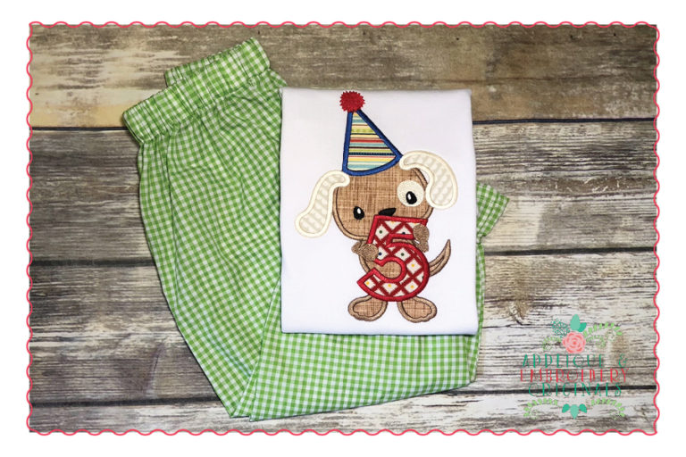 506 Birthday Puppy Dog Numbers 1-9 Party Applique Design - Image 2