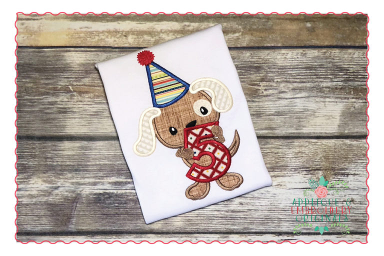 506 Birthday Puppy Dog Numbers 1-9 Party Applique Design