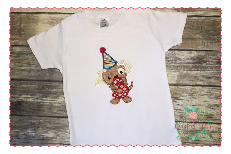 506 Birthday Puppy Dog Numbers 1-9 Party Applique Design - Image 3
