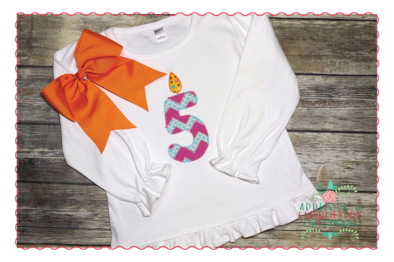 509 Birthday Chevron Candle Number 1-9 Applique Design - Image 3