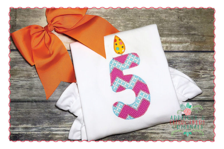 509 Birthday Chevron Candle Number 1-9 Applique Design