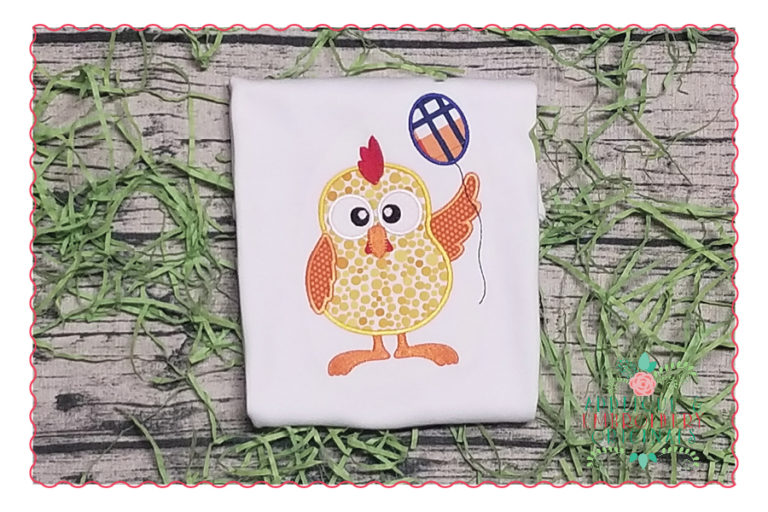 512 Birthday Chicken with Balloon Applique Design