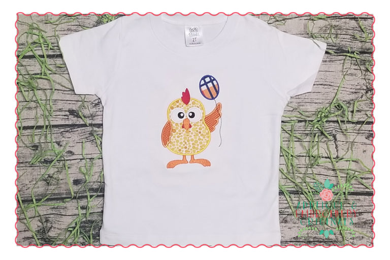 512 Birthday Chicken with Balloon Applique Design - Image 2