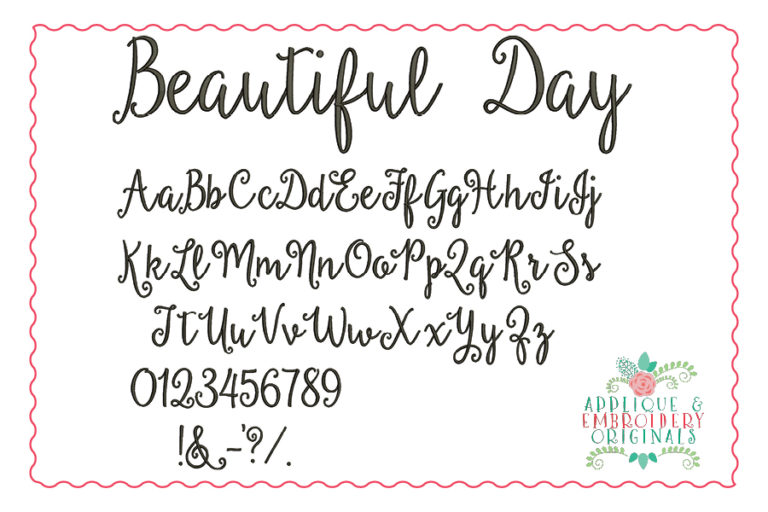 513 Beautiful Day Script Embroidery Font - Image 2