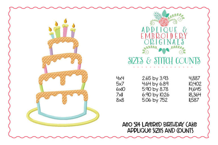 514 Layered Birthday Cake Candles Applique Design - Image 4