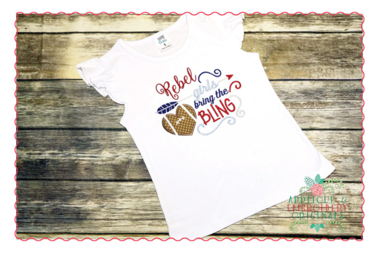 518 Football Girls Bring Bling Cheer Applique Design - Image 2