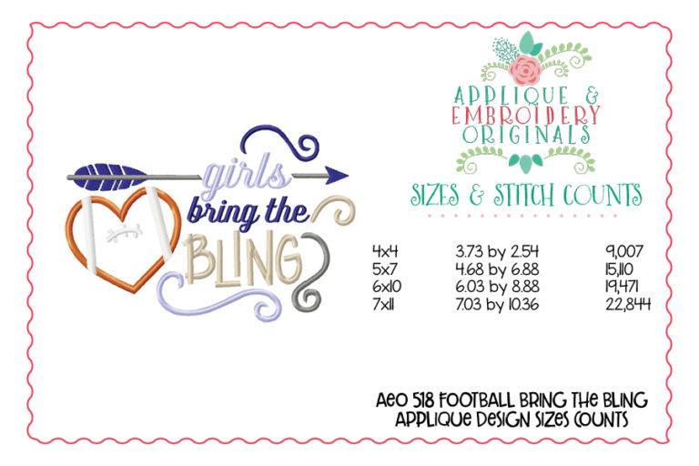 518 Football Girls Bring Bling Cheer Applique Design - Image 3