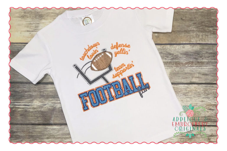 519 Football Fan Goal Post Touchdown Applique Design - Image 2