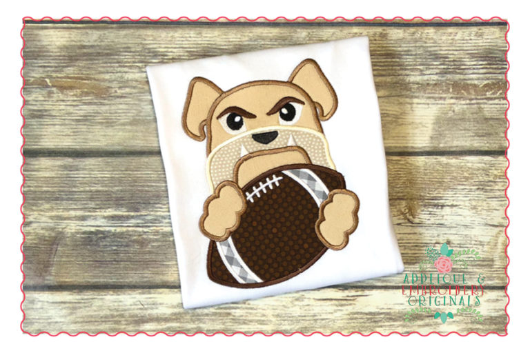 522 Bulldog Dawg Football Mascot Applique Design