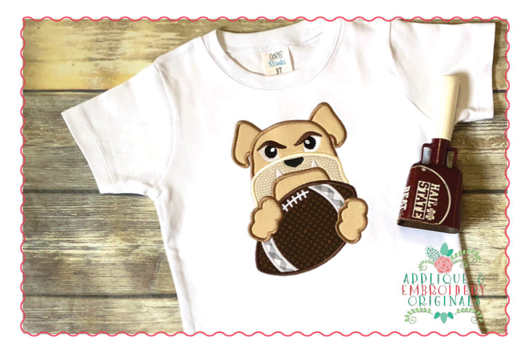 522 Bulldog Dawg Football Mascot Applique Design - Image 2