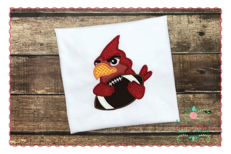 523 Cardinal Football Mascot Applique Design