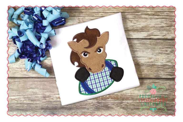 528 Horse Mustang Football Mascot Applique Design