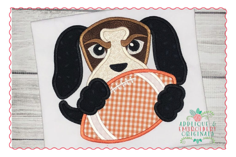 529 Hound Dog Smokey Football Mascot Applique Design