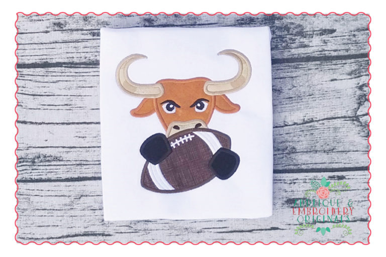 530 Longhorn Hook Em Football Mascot Applique Design - Image 3