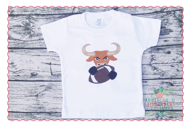 530 Longhorn Hook Em Football Mascot Applique Design - Image 2