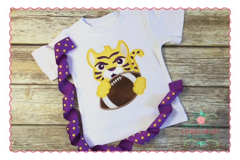 532 Tiger Paw Football Mascot Applique Design - Image 2