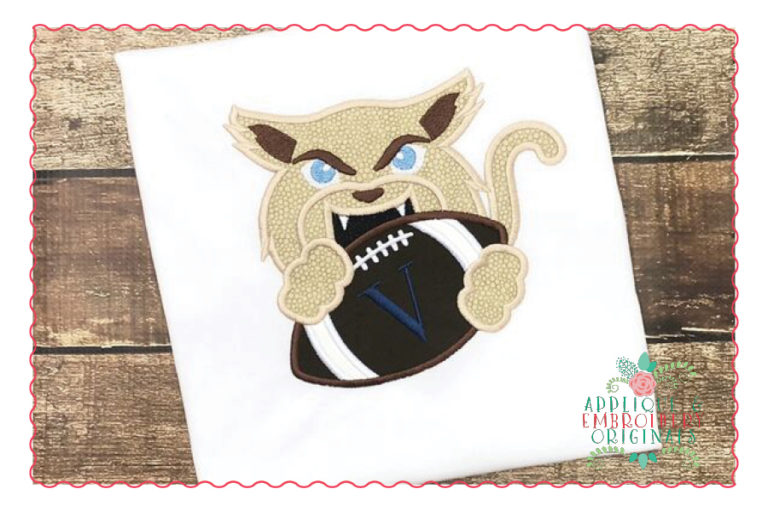 533 Wildcat Jaguar Cougar Football Mascot Applique Design