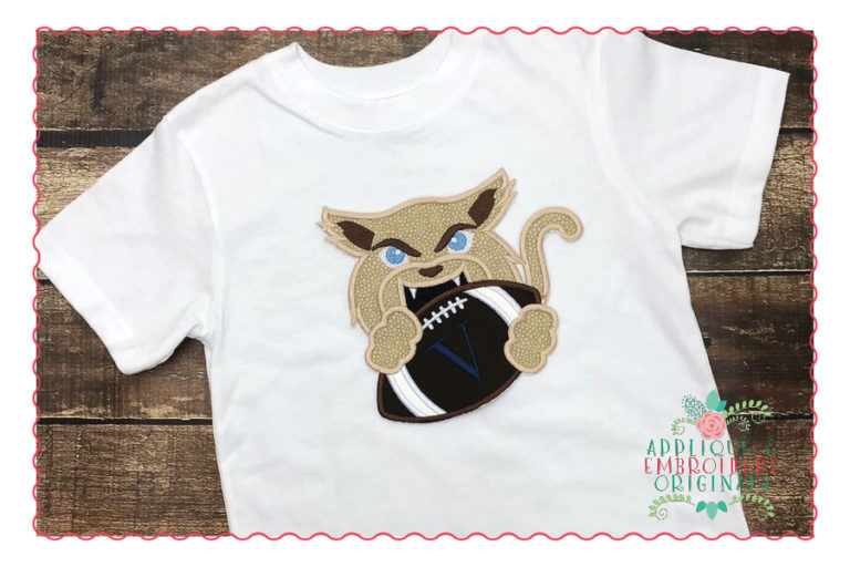 533 Wildcat Jaguar Cougar Football Mascot Applique Design - Image 3