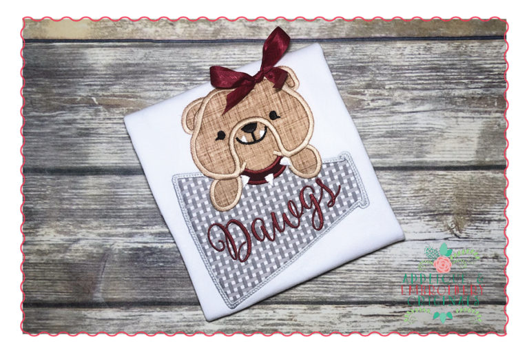 536 Bulldog Megaphone Football Mascot Applique Design