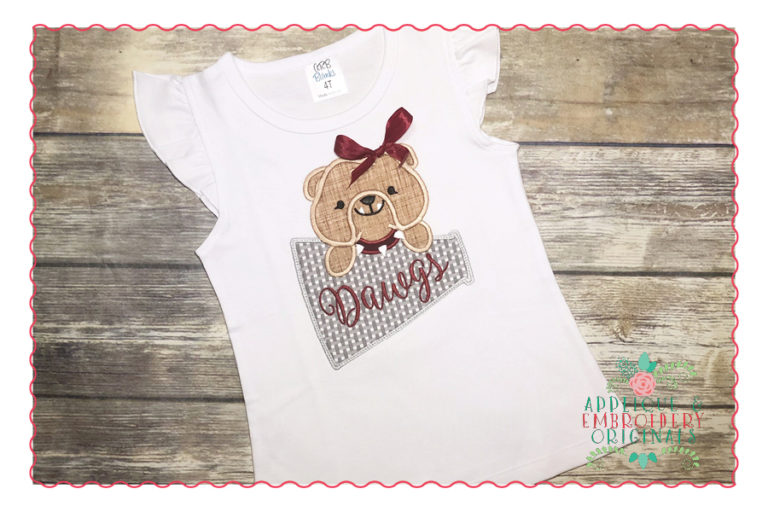 536 Bulldog Megaphone Football Mascot Applique Design - Image 2