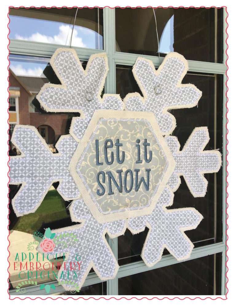 537 Snowflake Door Hanger In-The-Hoop Applique Design - Image 4