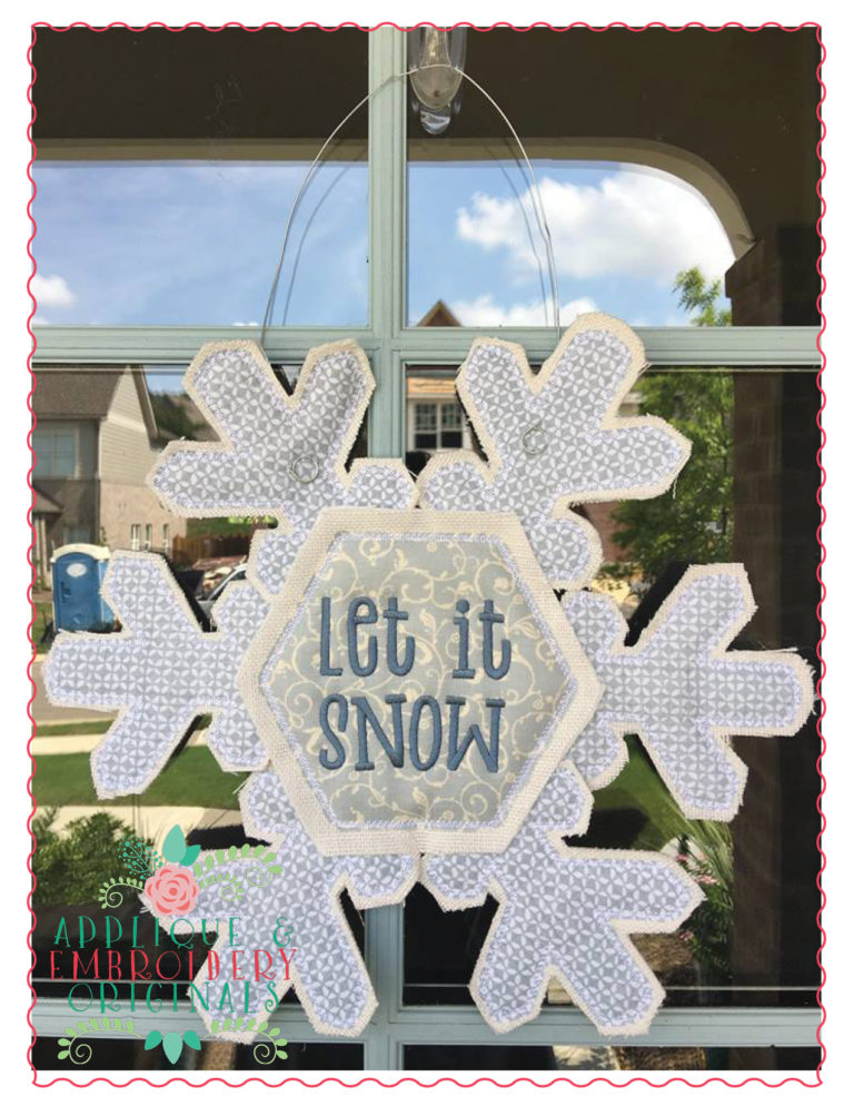 537 Snowflake Door Hanger In-The-Hoop Applique Design - Image 3