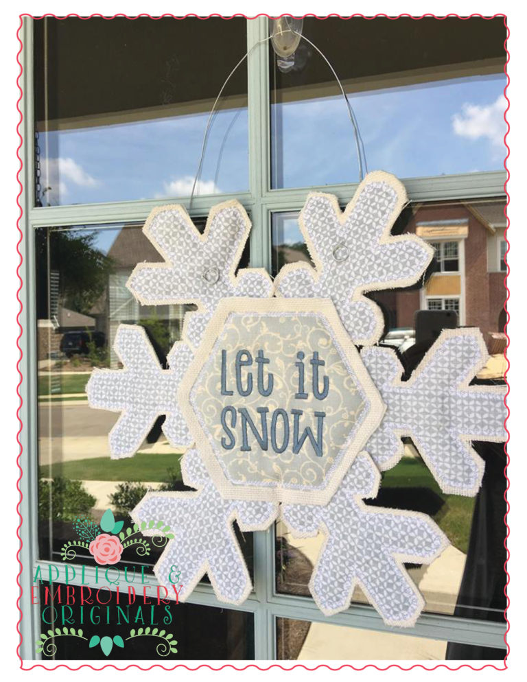 537 Snowflake Door Hanger In-The-Hoop Applique Design - Image 2