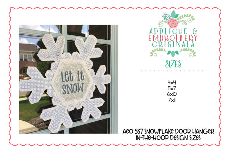 537 Snowflake Door Hanger In-The-Hoop Applique Design - Image 6