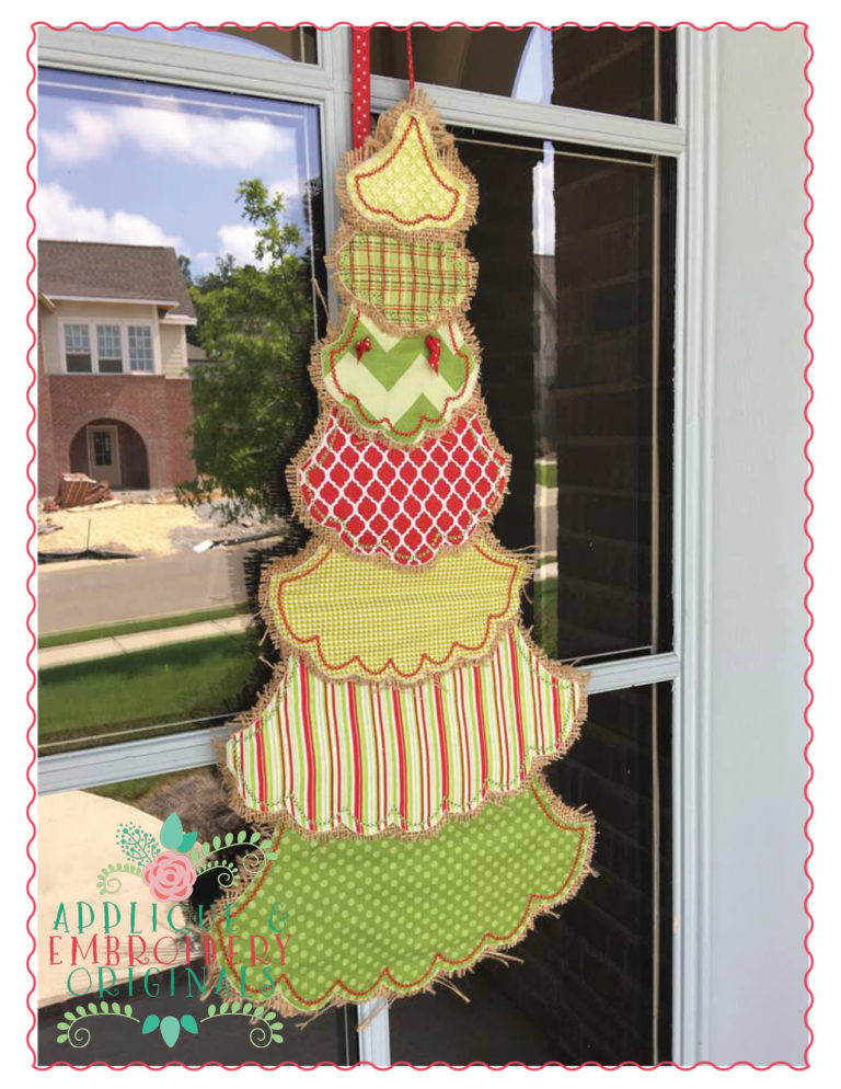 1470 Layered Tree Christmas Door Hanger In-The-Hoop  Applique Design - Image 6
