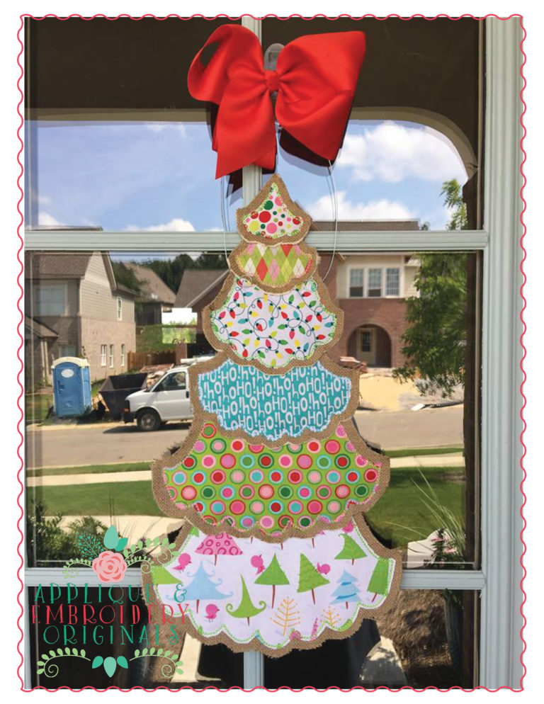 1470 Layered Tree Christmas Door Hanger In-The-Hoop  Applique Design